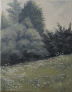 oil painting of green meadow