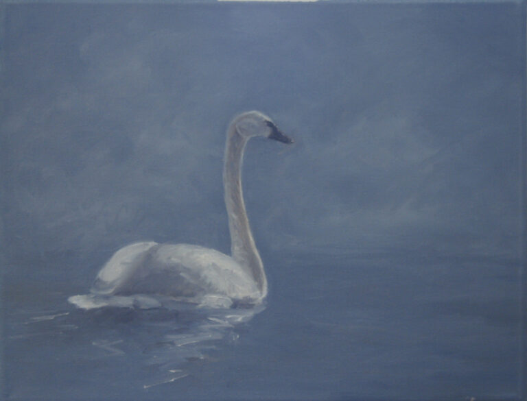 oil painting of a swan